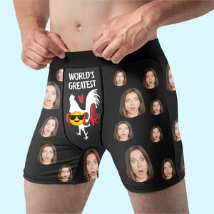 Custom Photo World’s Greatest Cock - Funny Personalized Custom Boxer Briefs, Men's Boxers - Birthday Gift For Boyfriend, Husband, Anniversary