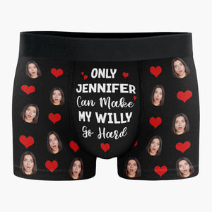 Custom Photo Only She Can Jingle My Bells - Funny Personalized Custom Boxer Briefs, Men's Boxers - Birthday Gift For Boyfriend, Husband, Anniversary