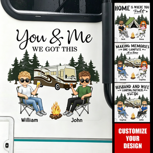 Camping Partners For Life Doll Couple Sitting Personalized RV Decal
