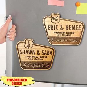 SAURON Personalized Couple Adventure Together Wooden Fridge Magnet