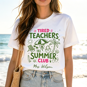 Custom T-Shirt | Tired Teacher Rested Soul Loading Shirt, Personalized Summer Vacation Travel Gift For Teachers