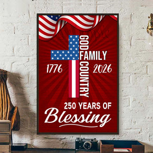 American Patriotic Canvas, America 250th Years of Blessing God 1776 2026 Canvas Poster