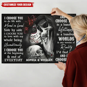 Sugar Skull Poster - Gifts For Couples - Personalized Canvas