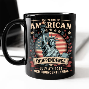 USA 250th Year Of American Independence Black Mug