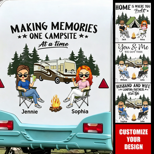 Camping Partners For Life Doll Couple Sitting Personalized RV Decal