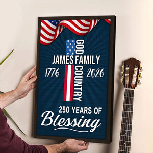 American Patriotic Canvas, America 250th Years of Blessing God 1776 2026 Canvas Poster