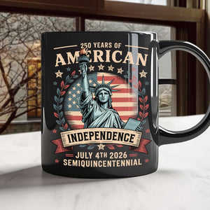 USA 250th Year Of American Independence Black Mug