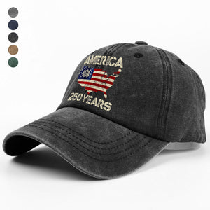 250 Years America Anniversary 250th Independence Day Washed Denim Baseball Cap