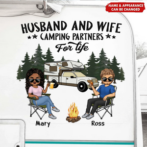Camping Partners For Life Doll Couple Sitting Personalized RV Decal