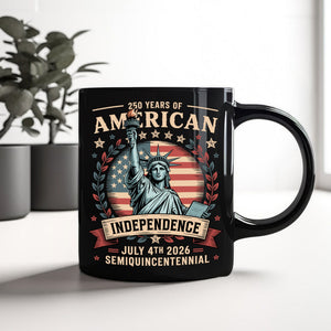 USA 250th Year Of American Independence Black Mug