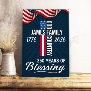 American Patriotic Canvas, America 250th Years of Blessing God 1776 2026 Canvas Poster