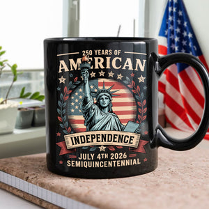 USA 250th Year Of American Independence Black Mug