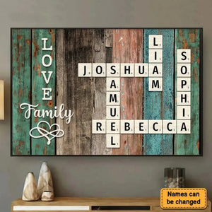 Family Name Crossword Puzzle Art – Personalized Poster Canvas – Unique Custom Gift for Families & Loved Ones