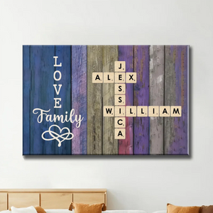 Family Name Crossword Puzzle Art – Personalized Poster Canvas – Unique Custom Gift for Families & Loved Ones