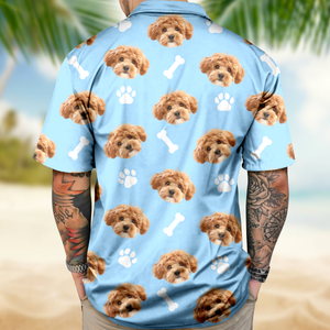 Custom Dog Face Hawaii Shirt with Bone Graphic