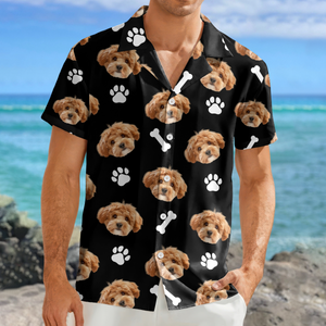 Custom Dog Face Hawaii Shirt with Bone Graphic