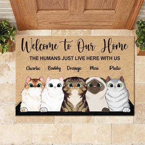 Welcome To The Pet Home Personalized Pet Doormat | Custom Cat & Dog Name | Gift For Pet Owners