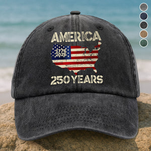 250 Years America Anniversary 250th Independence Day Washed Denim Baseball Cap