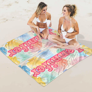 Personalized Retro Beach Towel: Groovy Custom Name Bath Towel