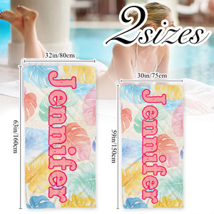 Personalized Retro Beach Towel: Groovy Custom Name Bath Towel
