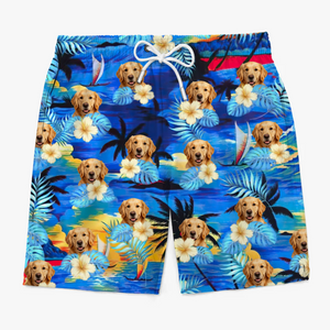Custom Photo Tropical Hawaiian Aloha Men Beach Shorts - Personalized Summer Vacation And Travel Gifts For Family, Dog Cat Lovers - Life Is Better With Sandy Paws