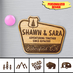 SAURON Personalized Couple Adventure Together Wooden Fridge Magnet