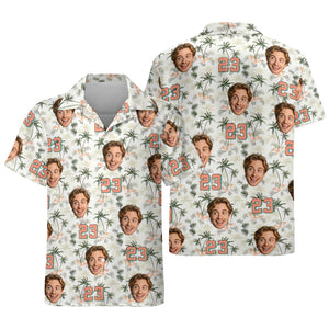 Personalized Photo Print Hawaiian Shirts, Custom Birthday Party Outfit Unique Custom Birthday Gift