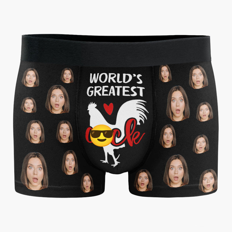 Custom Photo World’s Greatest Cock - Funny Personalized Custom Boxer Briefs, Men's Boxers - Birthday Gift For Boyfriend, Husband, Anniversary