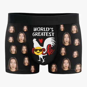 Custom Photo World’s Greatest Cock - Funny Personalized Custom Boxer Briefs, Men's Boxers - Birthday Gift For Boyfriend, Husband, Anniversary
