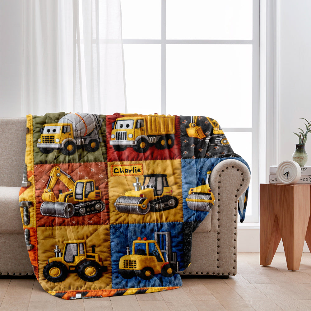 Construction Machines - Personalized Kid Quilts Blanket