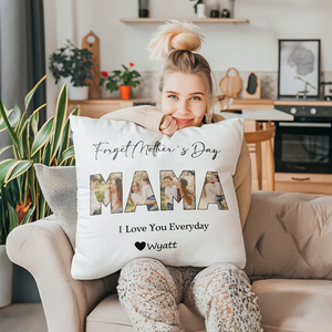 Personalized Photos Title Design Throw Pillow Cover with 1-10 Names Mother's Day Appreciation Housewarming Gift for Grandma Mom
