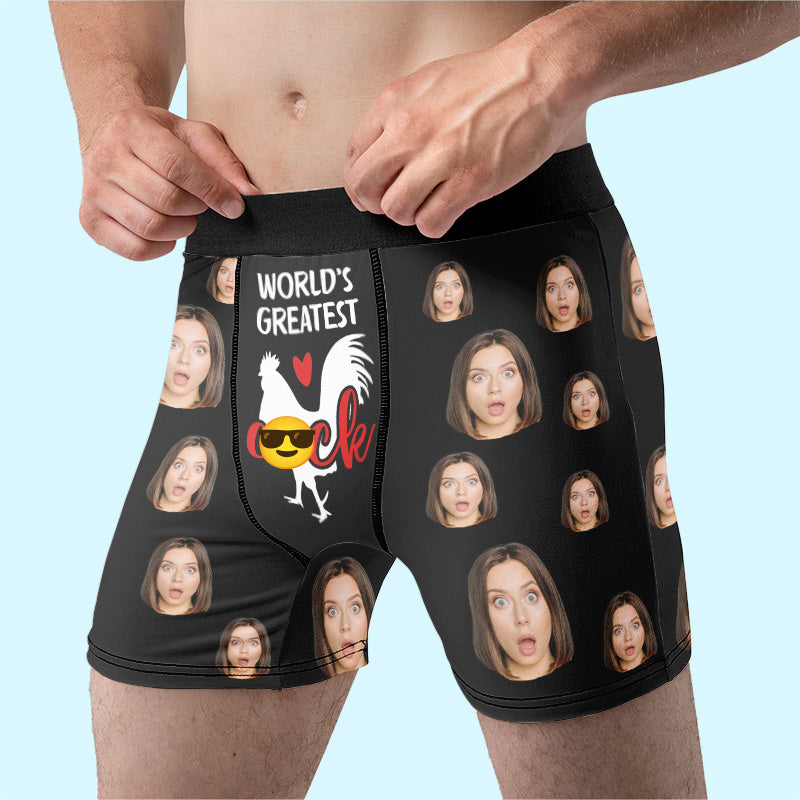 Custom Photo World’s Greatest Cock - Funny Personalized Custom Boxer Briefs, Men's Boxers - Birthday Gift For Boyfriend, Husband, Anniversary