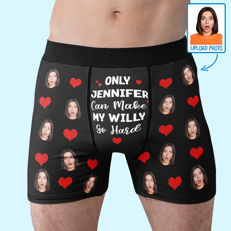 Custom Photo Only She Can Jingle My Bells - Funny Personalized Custom Boxer Briefs, Men's Boxers - Birthday Gift For Boyfriend, Husband, Anniversary