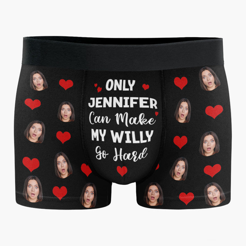 Custom Photo Only She Can Jingle My Bells - Funny Personalized Custom Boxer Briefs, Men's Boxers - Birthday Gift For Boyfriend, Husband, Anniversary