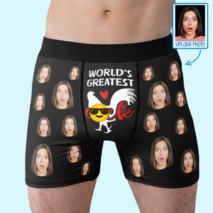Custom Photo World’s Greatest Cock - Funny Personalized Custom Boxer Briefs, Men's Boxers - Birthday Gift For Boyfriend, Husband, Anniversary