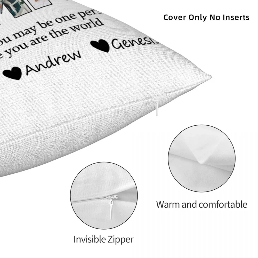 Personalized Photos Title Design Throw Pillow Cover with 1-10 Names Mother's Day Appreciation Housewarming Gift for Grandma Mom