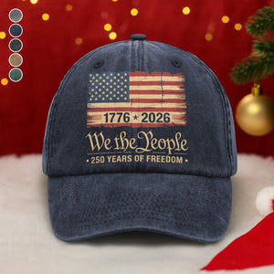 America 250th Birthday US Flag 250 Years We The People Washed Denim Baseball Cap