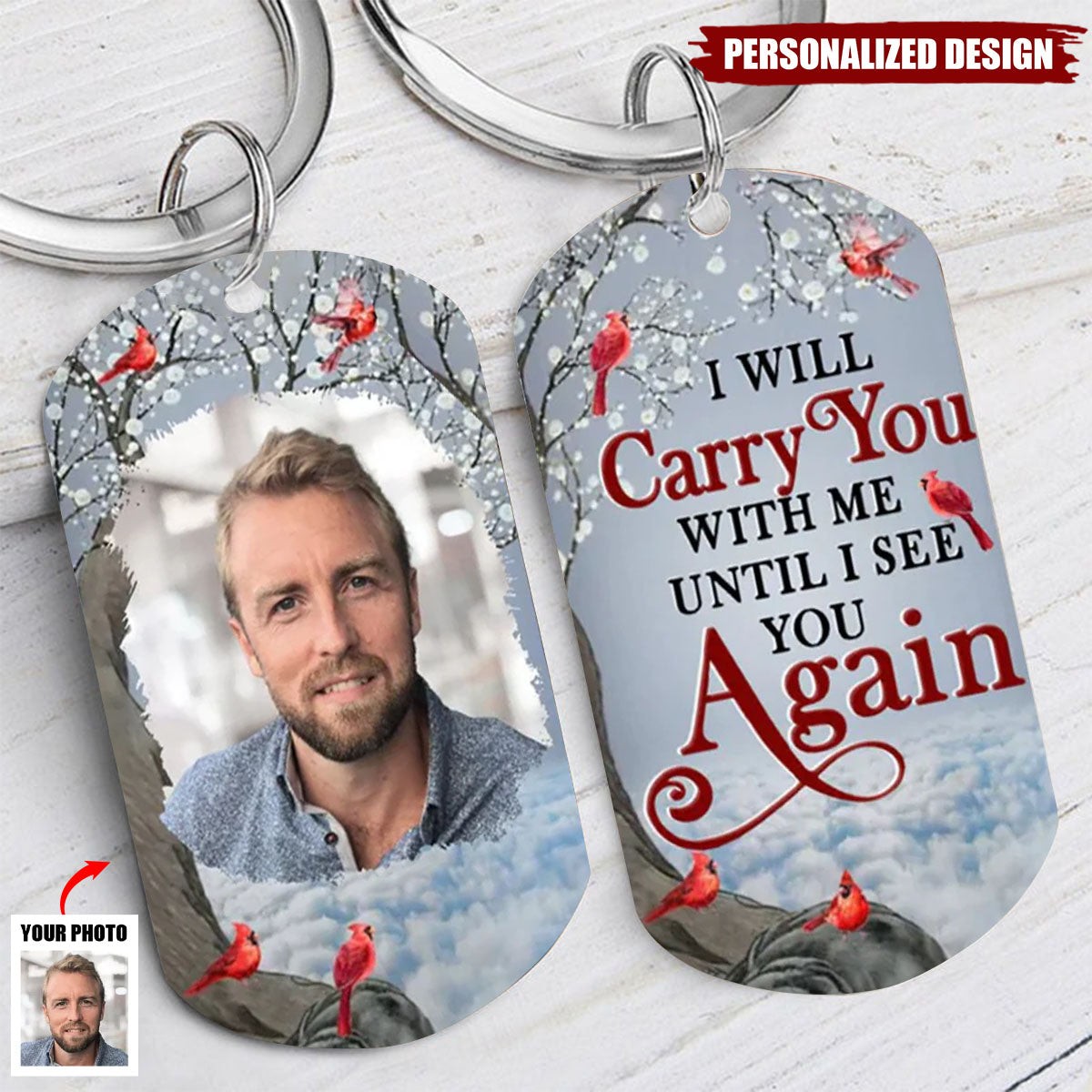 Custom Photo I'll Carry You Personalized Keychain - Memorial Gift For Family