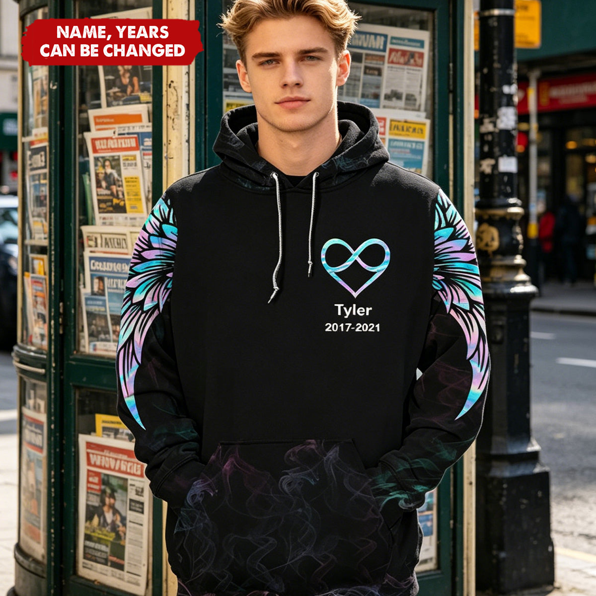 Never Walk Alone My Love Walks With Me Personalized All Over Print Hoodie