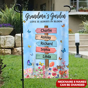 Where Love Grows Personalized Flag - Grandma Mom's Garden Butterflies