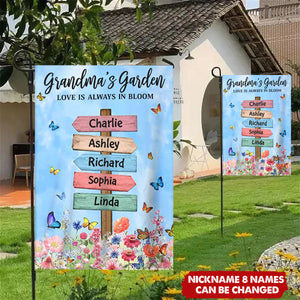 Where Love Grows Personalized Flag - Grandma Mom's Garden Butterflies
