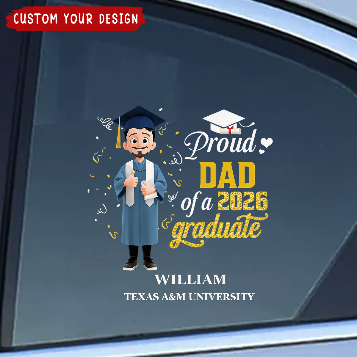 Proud Dad Of A Graduate - Personalized Sticker 2026