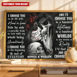 Sugar Skull Poster - Gifts For Couples - Personalized Canvas