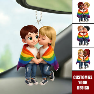 LGBT Couple Love Is Love Pride Month Personalized Acrylic Car Hanger Acrylic Ornament