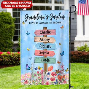 Where Love Grows Personalized Flag - Grandma Mom's Garden Butterflies