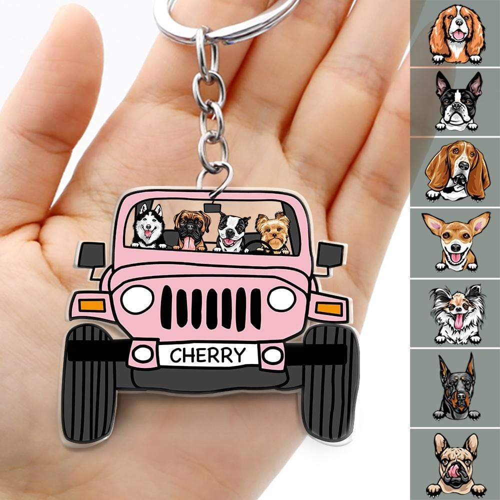 Off Road Dog Acrylic Keychain Double Sided Print Car Key Pendant Gift For Pet Lovers