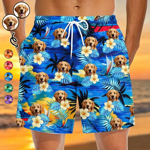 Custom Photo Tropical Hawaiian Aloha Men Beach Shorts - Personalized Summer Vacation And Travel Gifts For Family, Dog Cat Lovers - Life Is Better With Sandy Paws