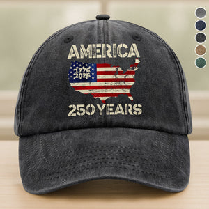 250 Years America Anniversary 250th Independence Day Washed Denim Baseball Cap