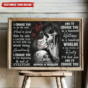 Sugar Skull Poster - Gifts For Couples - Personalized Canvas