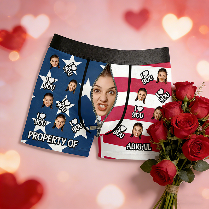 Custom Photo I Love You Always - Couple Personalized Custom Boxer Briefs, Men's Boxers - Gift For Husband Wife, Anniversary